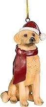 Design Toscano Christmas Xmas Golden Retriever Holiday Dog Ornaments, Full Color