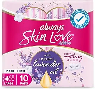 Always Skin Love Pads, Lavender Freshness, Thick & Large, 10 Count