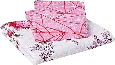 Divine Casa Double Bedsheets Modern Double Bedsheet With 2 Pillow Covers - Floral, Pink, Me1127