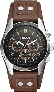 Fossil Men's Coachman Stainless Steel and Leather Casual Cuff Quartz Watch, Casual