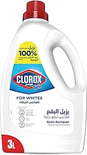 Clorox For Whites, Liquid, 3L, Stain Remover And Supreme Whitener, Removes 100% of Everyday Stains