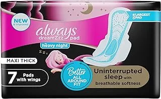 Always Dreamzz Pad Breathable Soft Maxi Thick, Night Long Sanitary Pads With Wings, 7 Pads