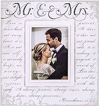 Malden Off White 5x7 International Designs Silkscreened Corinthians Verse Mr & Mrs Wood Picture Frame, 3244-57