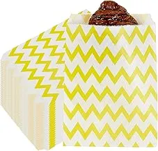 Disposable Paper Bags, Cookie Deli Bakery Bags - Yellow and White Zig Zags 7