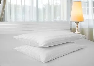 Deyarco Hotel Linen White 1 Inch Stripe Standard Pillow Cases 2Pcs Set, Fabric: 250Tc 100% Cotton Sateen 1 Inch Stripe, Size: 2Pcs Pillow Cases 50 X 75 cm, Luxury Feel Soft Bedding, Color: White