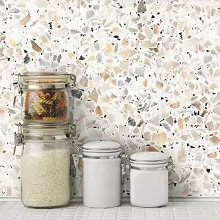 RoomMates RMK11277WP Terrazzo Tan Multi Colored Peel and Stick Wallpaper