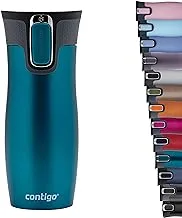 Contigo west loop autoseal travel mug, stainless steel thermal mug, vacuum flask, leakproof tumbler, coffee mug with bpa free easy-clean lid, 470 ml, bay