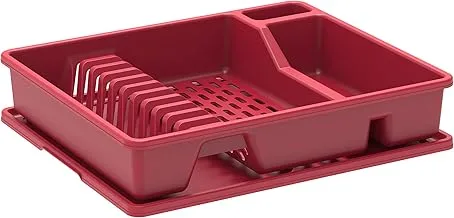 Cosmoplast Deluxe Dish Rack With Drainer, Dark Red