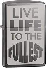 Zippo Classic Lighter 150 Mp402956 Live Life To The Fullest Design | Windproof | High Polish Chrome Metal | Black Ice