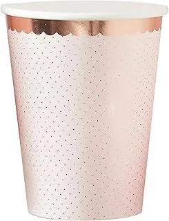 Gingerray Foiled Ditsy Floral Polka Dot Paper Cups 8 Pieces, Rose Gold