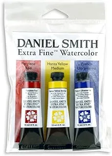 DANIEL SMITH Extra Fine Primary Watercolor Set, 3 Tubes, 15ml, 1.5 Fl Oz (Pack of 1)