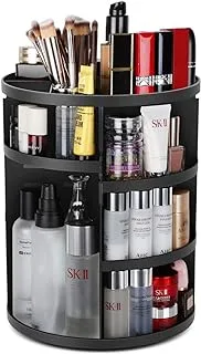 Syntus 360 Rotating Makeup Organizer, DIY Adjustable Bathroom Makeup Carousel Spinning Holder Rack, Large Capacity Cosmetics Storage Box Vanity Shelf Countertop, Fits Makeup Brushes, Lipsticks, Black