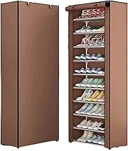 SKY-TOUCH 10 Tiers（9 shelfs） Simple Shoe Cabinet 160x60x30cm Shoe Dust Cover Folding Creative Home Shoe Rack with Dustproof Closet Storage Organizer - Brown