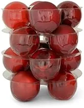 Dubai Garden Centre Mix Christmas Glass Bauble 16-Pieces, 4 cm Size, Pure Red