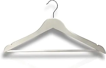 FEELINGS Wooden Hangers 12-piece Non-Slip Clothes with Notches, for Wardrobe, Space Saving Closet Storage Organizer, Hanger-White Pack Of 12 RJ2064