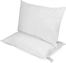 Home Canvas Fiesta Pillow Set of 2 premium 200TC cotton cover anti allergic bed pillows for sleeping 50cmX75cm, 950gm White