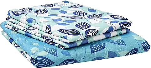 Swayam sparkle collection flat queen bedsheet 3-pieces set, blue, 240 x 270 cm, qf-11031