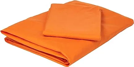 Luxury Fitted Sheet 2Pcs Set - Cotton 200 Thread Count, Single Size, Orange, King