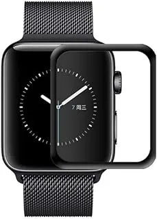 قطعتان من واقي الشاشة المنحني بالكامل ثلاثي الأبعاد لساعة Apple Watch 42mm Series 1/2/3 واقي من الزجاج المقوى ومقاوم للخدش ومقاوم للخدش بتغطية كاملة ثلاثية الأبعاد - 42 مم