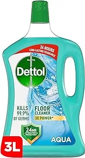 Dettol Antibacterial Power Floor Cleaner (Kills 99.9% Of Germs), Fresh Aqua, Can be Paired With Vacuum Cleaner For Cleaner And Shinier Floors, 3L