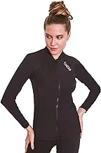 COEGA Sunwear Ladies RG LS Rashguard LS with Full Zip-Black (pack of 1)