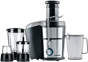 Nikai 800W 4 in 1 Food Processor Juicer-Blender-Mixer with 2 Speed Settings, Comes with 2 years warranty, NFP881G- Black and Silver