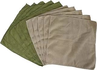 Evriholder Bamboo Naturals Greenery Collection Microfiber Towels, Lint Free Cleaning Cloths, Green & Tan, Pack Of 10