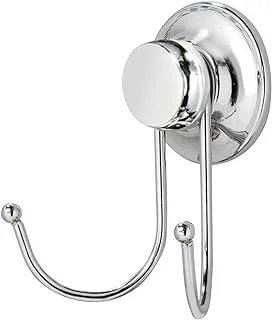 Everloc utility double hooks no drilling, screws, glue, adhesive, vacuum suction wall mounted chrome for hanging napkin, scarf, towel, key, cap, hat, kitchen and bathroom tools, evl-10249