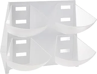 Restaurantware RWT0562 Holder - Condiment Organizer - White - Stainless Steel - 4 Clear Bins - 1ct Box - Met Lux