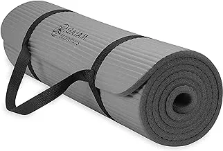 Gaiam Essentials Thick Yoga Mat Fitness & Exercise Mat with Easy-Cinch Yoga Mat Carrier Strap, 72