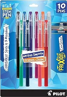 Pilot Frixion ColorSticks Erasable Gel Ink Pens, Fine Point (0.7mm), Assorted, 10 Count (32454)