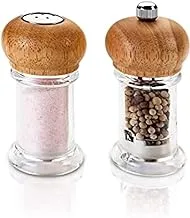 Metaltex Acrylic And Lacquered Salt And Pepper Set, Rubberwood, Wood, Transparent/Beige