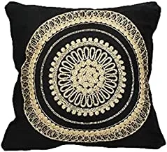 Dubai Garden Centre Decorative Circular Design Cushion Textile , Black