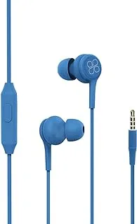 Promate Wired Earphones, Lightweight 3.5mm In-Ear Earbuds Headphones with Noise Isolation, Built-In Microphone, HD Sound Quality and Tangle-Free Cable for iPhone, Samsung, Pc, iPod, iPad, Duet Blue