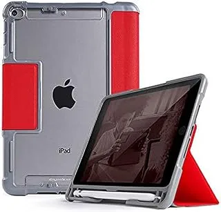 جراب Stm Dux Plus Duo Rugged لجهاز Ipad Mini 5Th / 4Th Gen - مضاد للانزلاق / مناسب للأطفال / جراب حماية من السقوط ، حماية 360 درجة ، ظهر شفاف شفاف ، وظيفة النوم / الاستيقاظ ، يدعم العرض المتعدد - أحمر