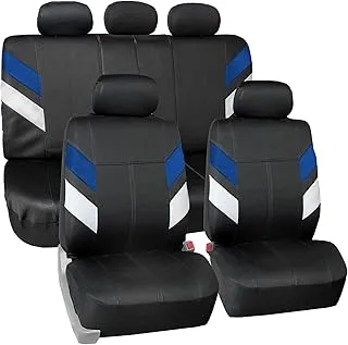 FH Group Fb086Blue115 Universal Fit Neoprene Full Set Airbag Safe Modern Edge Blue Automotive Seat Covers Fits Most Cars, Suvs, And Trucks