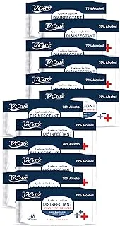 V Care Disinfectant Multi-Purpose Anti Bacterial Wipes - 48'S | Kills 99.9% Of Germs | Cleans And Protects Surfaces | (Pack Of 12)