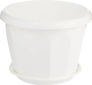 Cosmoplast Plastic Hexagonal Flowerpot 35 With Tray White, Hex 35, IFFP35069WH