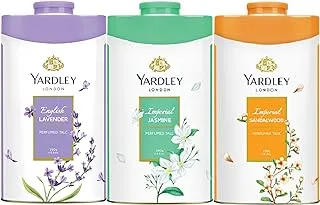 Yardley London Talc (3 X 125 gm) english Lavender + Imperial Sandalwood + Imperial Jasmine, 3 X 125 G