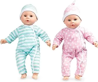 Melissa & Doug Mine to Love Twins Luke & Lucy Dolls 15? Light Skin Tone Boy and Girl Baby Dolls with Rompers, Caps, Pacifiers, Multi, 31711, 1 ea