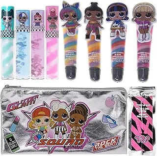 L.O.L Lip Gloss Makeup Set with Bag 8 Pack