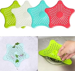 [4 pieces] Starfish hair catcher,the latest sink filter, kitchen sink Strainer/bathroom shower sink filter/drain cover hair catcher/bathroom bathtub Strainer, vibrant colors light up the mood!