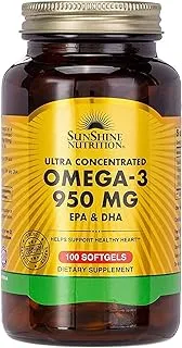 Sunshine Nutrition Ultra Concentrate Omega-3 950Mg Epa & Dha 100 كبسولة هلامية