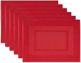 Dii Pvc Tabletop Collection Woven Indoor/Outdoor, Placemat Set, 13X17.25, Tango Red, 6 Piece