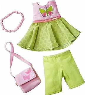 HABA Butterfly Dress Set - 4 Piece Ensemble with Headband, Purse, Dress and Capri's Fits 12