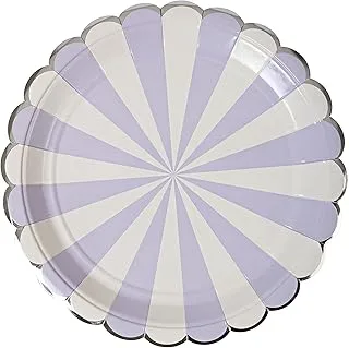 Meri Lavender Striped Plates 8 Pieces, 9-Inch Diameter, Large