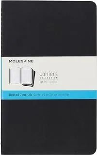 Moleskine Cahier Journal, Soft Cover, Large (12.7 cm x 21 cm) Dotted, Black, 80 Pages (Set of 3)