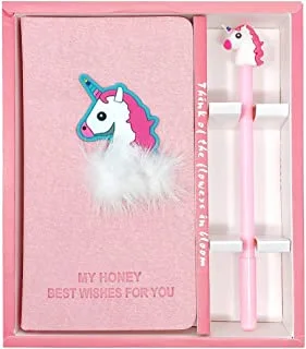 COOLBABY Cute Unicorn Stationery Diary Notebook and Pen, Journal Set,Gifts for Girls.