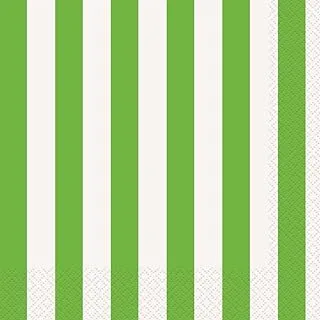 Unique Decor Stripes L-Napkins 16 Pieces, Lime Green