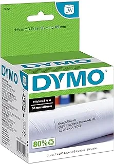 DYMO LW Large Mailing Address Labels for LabelWriter Label Printers, White, 1-4/10'' x 3-1/2'', Large, 2 Rolls of 260